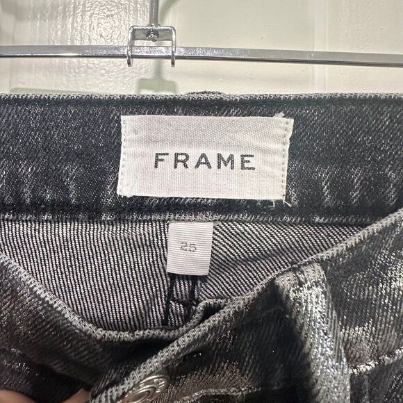 NWT FRAME Le Sylvie High Waist Straight Straight Leg Jeans Metallic - Picture 7 of 7